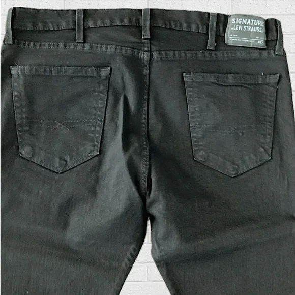 Signature Levi Strauss Denim Black Jeans Size S37 Slim W40 L30